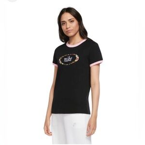 The Nike Tee | black and pink floral
